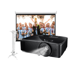 COMBO MUNDIAL = Proyector OPTOMA W400LVe + Pantalla 84 pulgadas + Soporte de techo/pared